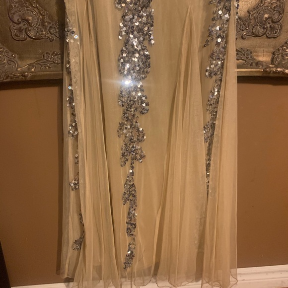Nude and silver sequin floor length ballgown - Picture 2 of 5